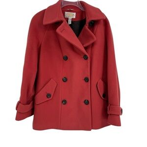 Talbots Womens Wool Coat Size 6 Rust Red Lined Double Breasted Winter Heavy